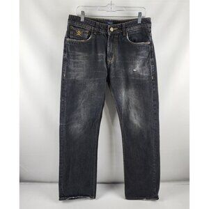 Hackett London Jeans Men 34x30 Black Kensington Straight Fit Denim